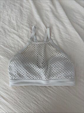 Robin Piccone White Mesh High-Neck Bikini Top